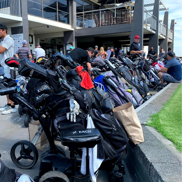 Golf bags ready for the golf tournament